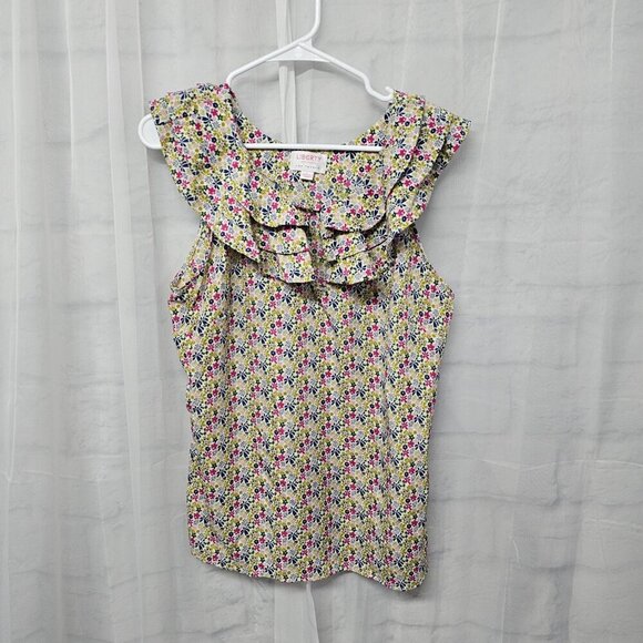 Liberty of London Target Purple Green Ruffle Tank Boho Festival L - Picture 6 of 10
